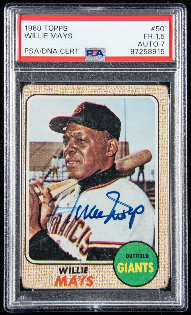 Willie Mays Autographed 1968 Topps #50 Baseball Card PSA/DNA Certified (1 of 2)