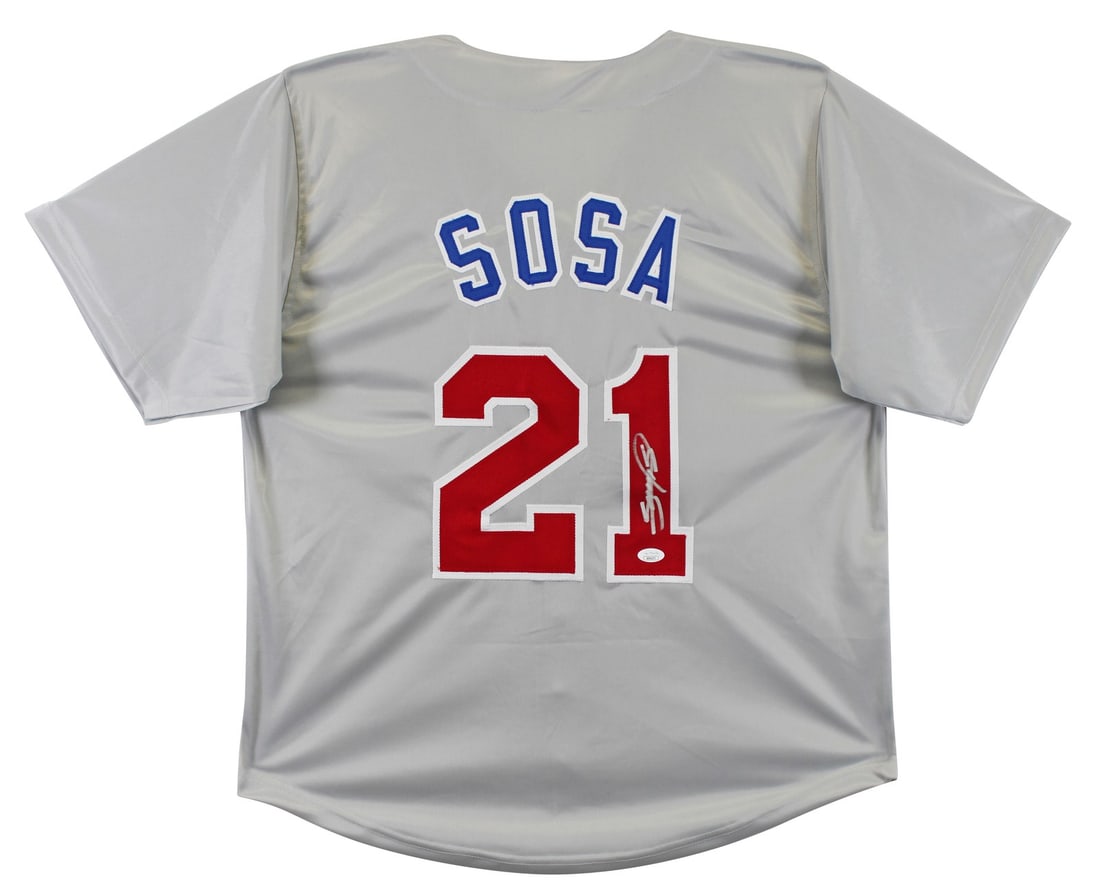 Sammy Sosa Signed Chicago Cubs Grey Pro Style Jersey JSA COA (1 of 3)