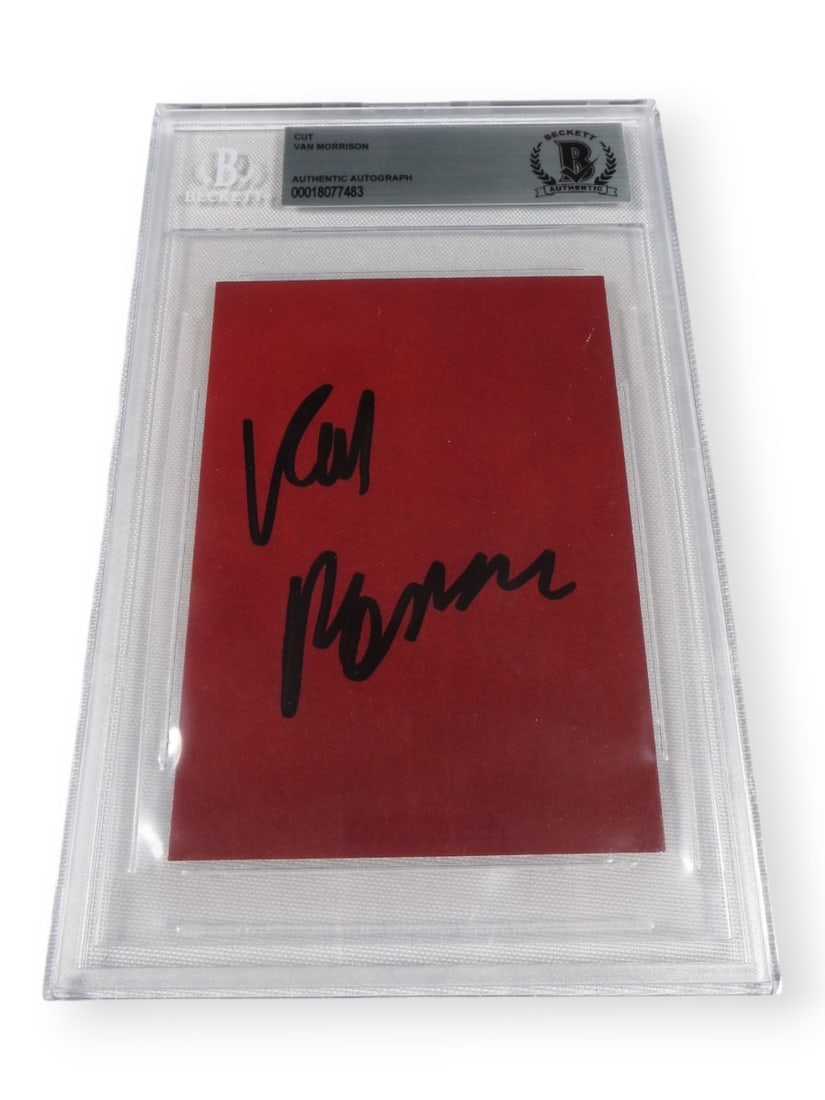 Van Morrison Autographed Cut Signature Beckett Authenticated 4.5 x 7.25: Van Morrison Autographed Cut Signature Beckett Authenticated 4.5 x 7.25 This is an authentic cut signature from the legendary singer Van Morrison, encapsulated and authenticated by Beckett Authenticat