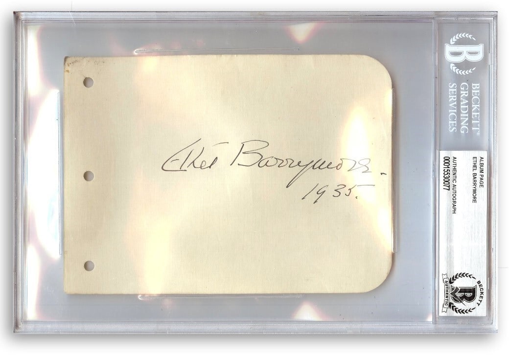 Ethel Barrymore Autographed Album Page 6x9 Beckett Authenticated (1 of 1)