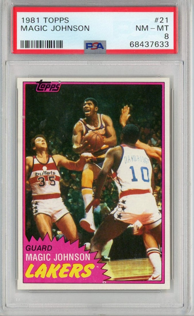 PSA 8 1981 Topps Magic Johnson Basketball Card Second Year #21 (1 of 2)