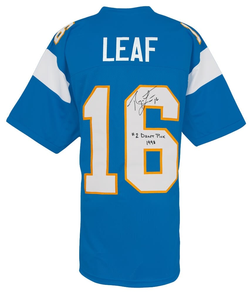 Ryan Leaf Signed Custom Football Jersey Powder Blue #2 Draft Pick 1998 (1 of 3)