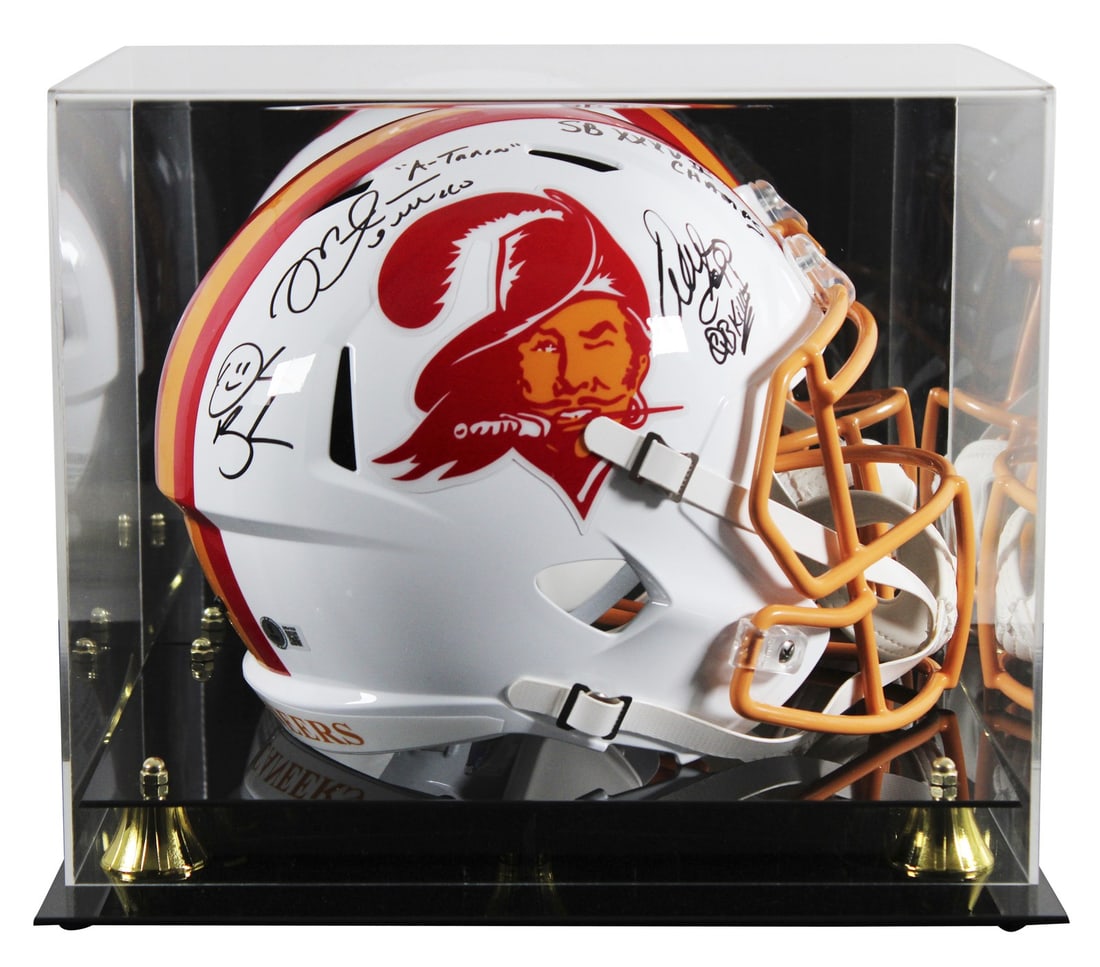 Tampa Bay Buccaneers Signed Helmet by Sapp Alstott Brooks with BAS Authentication: Tampa Bay Buccaneers Signed Helmet by Sapp Alstott Brooks with BAS Authentication This authentic Tampa Bay Buccaneers full-size speed replica helmet features the signatures of three legendary players: