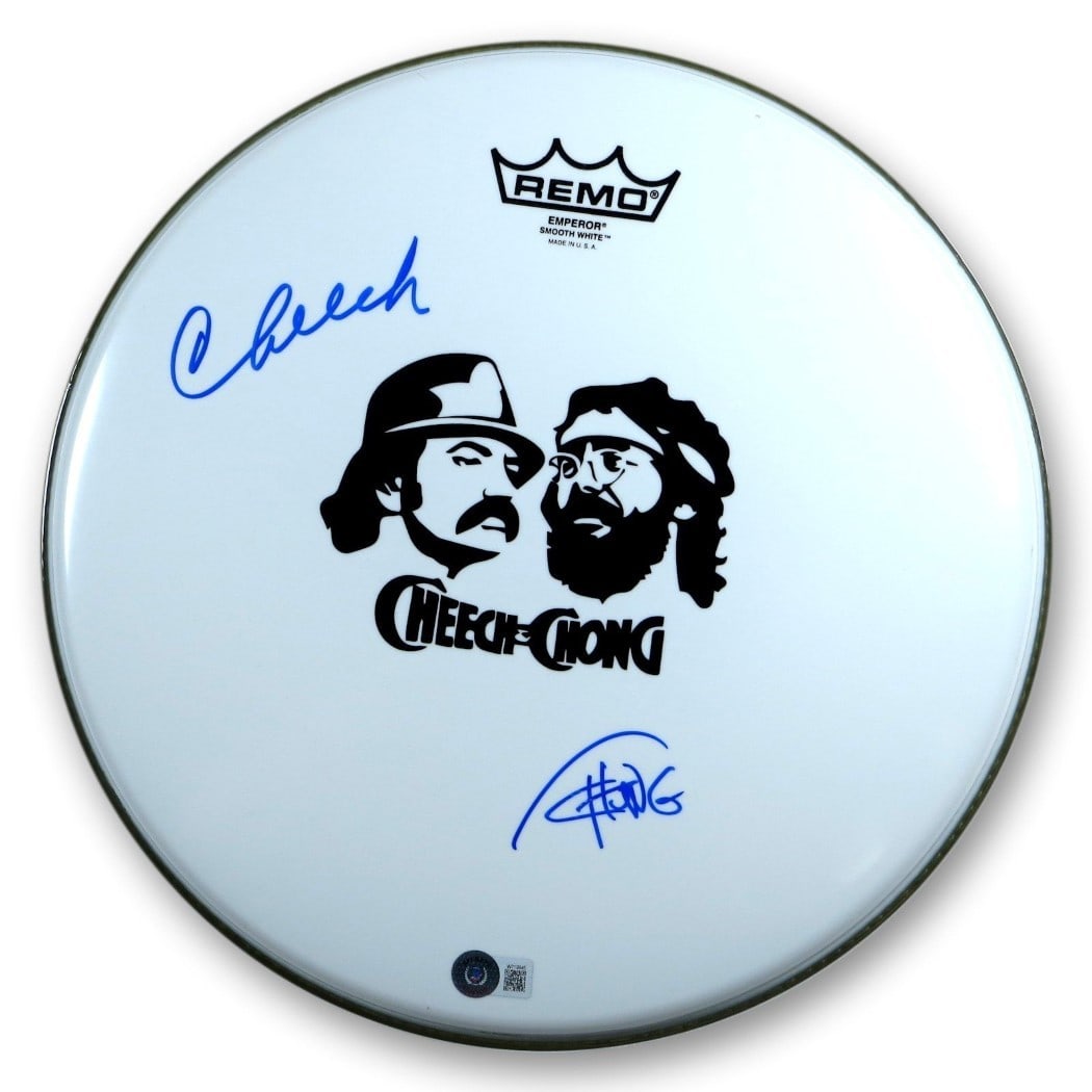 Cheech Marin Tommy Chong Dual Signed 14 Drumhead Beckett Authenticated (1 of 4)