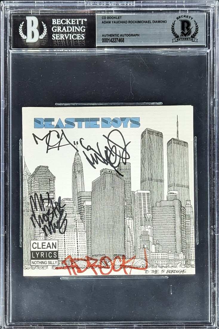 To The 5 Buroughs CD Cover Signed by Beastie Boys with Beckett Authentication: To The 5 Buroughs CD Cover Signed by Beastie Boys with Beckett Authentication This is an original "To The 5 Boroughs" CD cover signed by Adam "Ad-Rock" Horovitz, Adam Yauch, and Michael Diamond of the