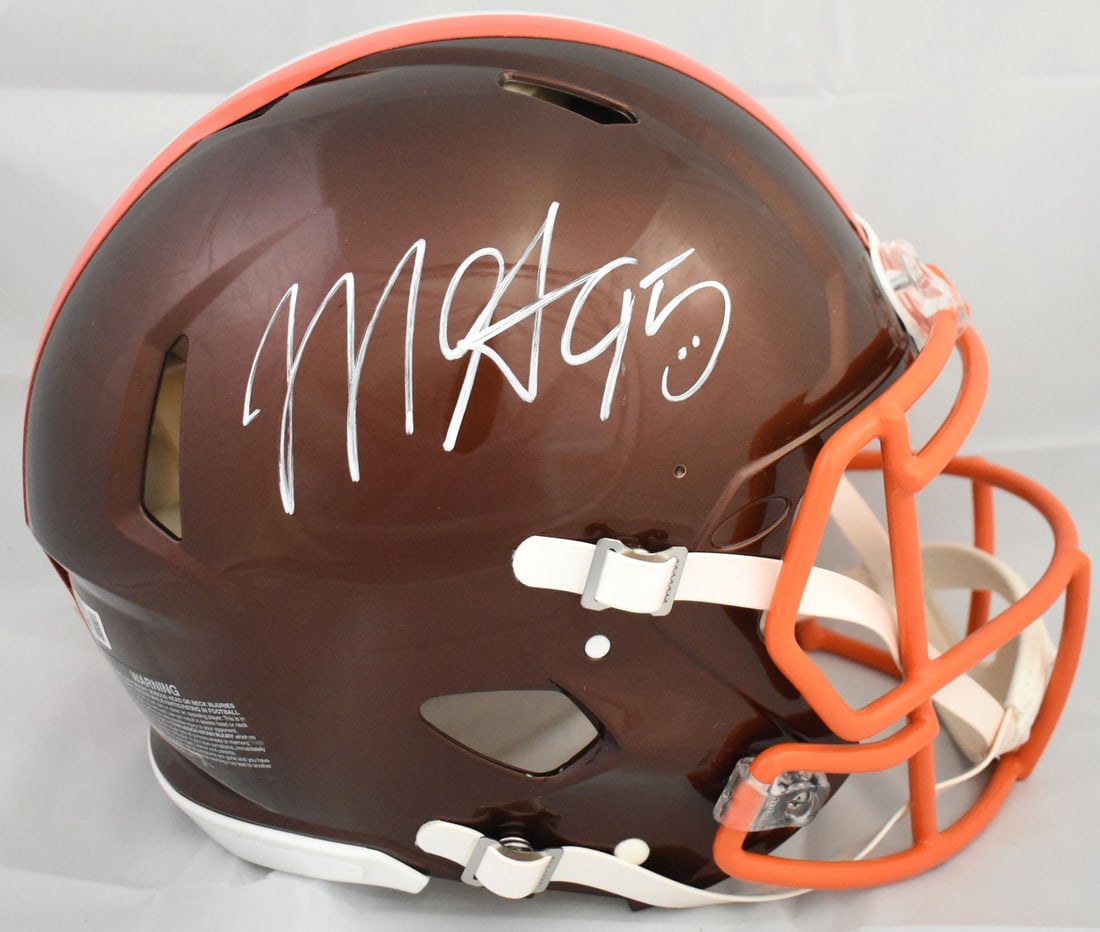 Cleveland Browns Flash Speed Authentic Helmet Signed by Myles Garrett Beckett (1 of 5)