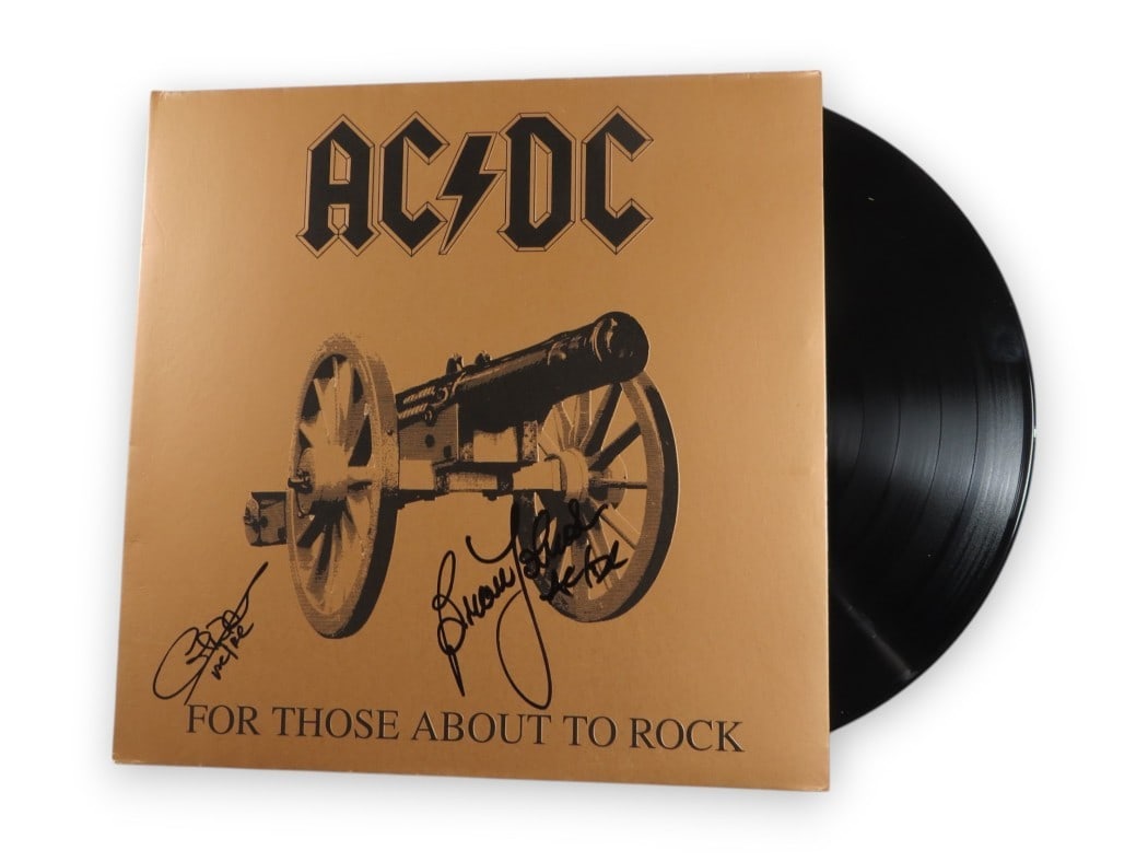 AC/DC Autographed Album Cover Brian Johnson Cliff Williams Beckett Authenticated (1 of 3)
