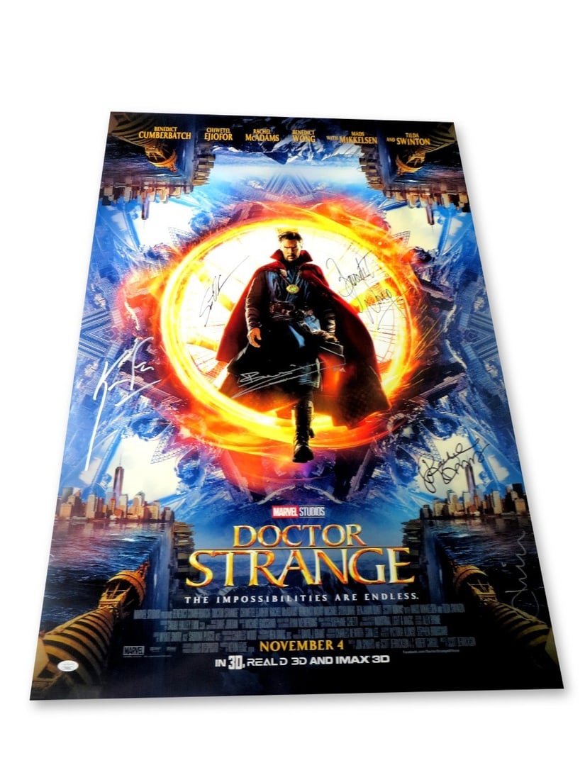 Doctor Strange 27X40 Autographed Poster Cumberbatch McAdams Wong JSA (1 of 7)
