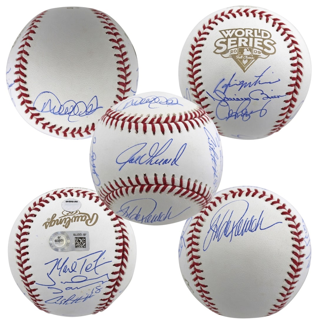 2009 World Series Baseball Signed by 9 Yankees with Steiner and MLB COA (1 of 7)