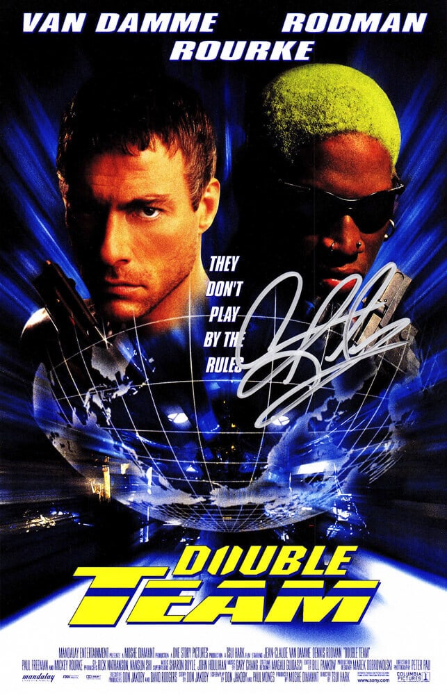 Dennis Rodman Signed Double Team Movie Poster 11x17 with COA: Dennis Rodman Signed Double Team Movie Poster 11x17 with COA This is an original 11x17 movie poster for 'Double Team' featuring Dennis Rodman's signature. The poster is in pre-owned condition and come