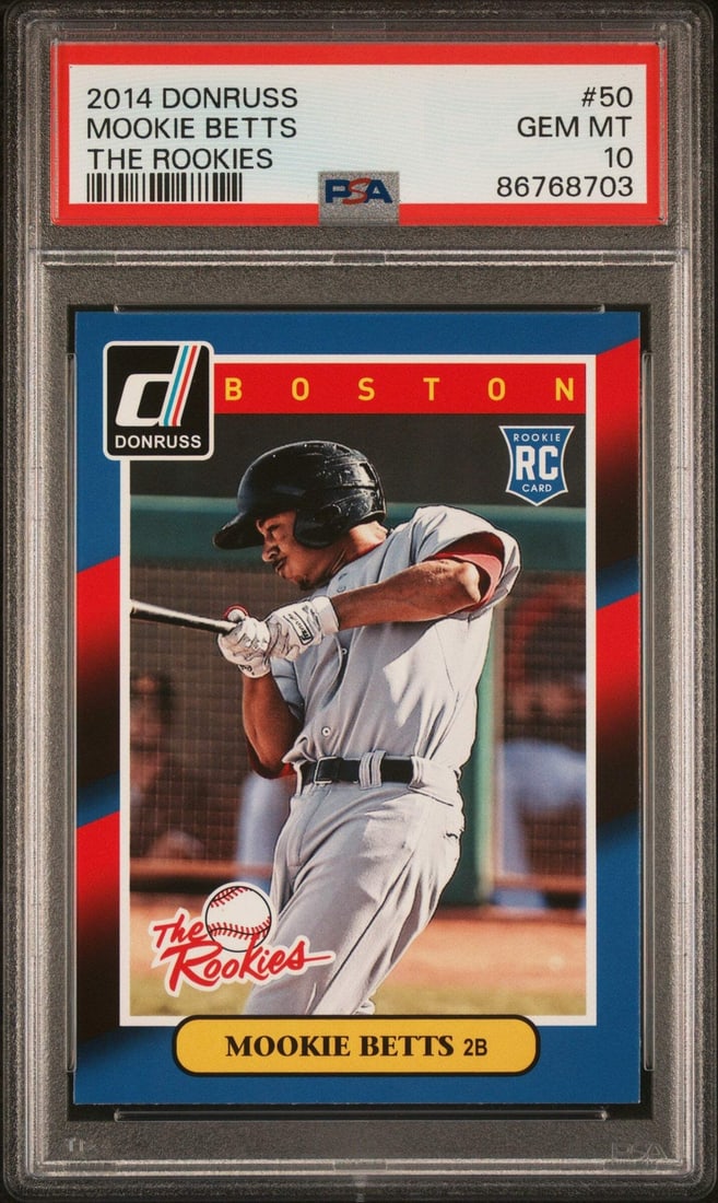 2014 Panini Donruss Mookie Betts #50 The Rookies RC Baseball Card PSA 10 (1 of 2)