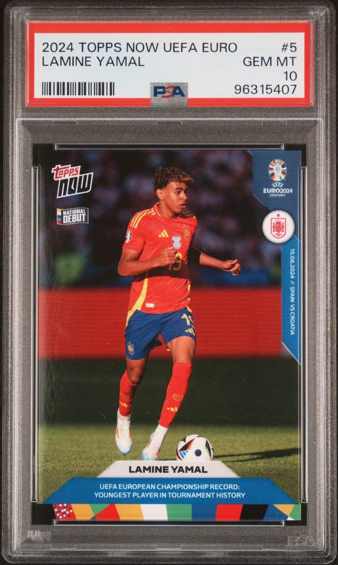 PSA 10 Gem Mint 2024 Topps Now Lamine Yamal Rookie Soccer Card #5 Spain (1 of 2)
