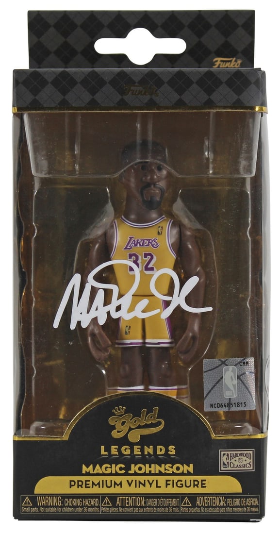 Magic Johnson Signed Gold Legends Funko Pop Vinyl Figure BAS Witnessed (1 of 7)