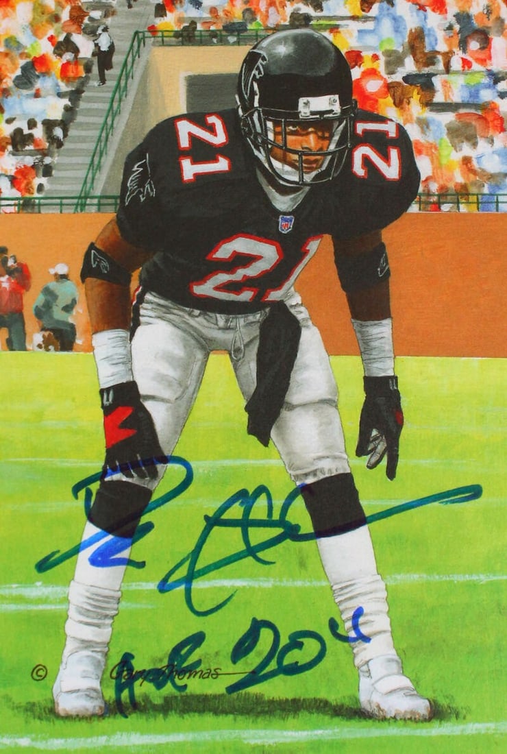 Deion Sanders Signed Atlanta Falcons Goal Line Card Beckett Authenticated HOF (1 of 10)