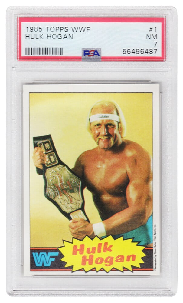 Hulk Hogan 1985 Topps WWF Rookie Card #1 PSA 7 Encapsulated (1 of 2)