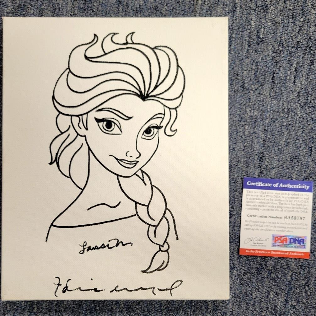 Idina Menzel Signed Frozen Elsa 8x10 Canvas Sketch Beckett Authenticated: Idina Menzel Signed Frozen Elsa 8x10 Canvas Sketch Beckett Authenticated This is an original 8x10 photograph featuring a canvas sketch of Elsa from the movie Frozen, signed by Idina Menzel. The autogr