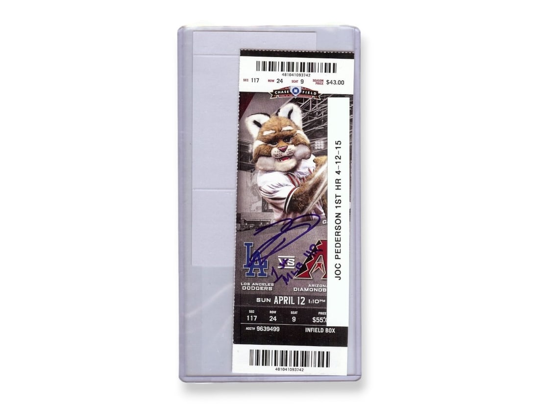Joc Pederson Signed Ticket 1st MLB HR Dodgers 4/12/15 JSA Authenticated (1 of 2)