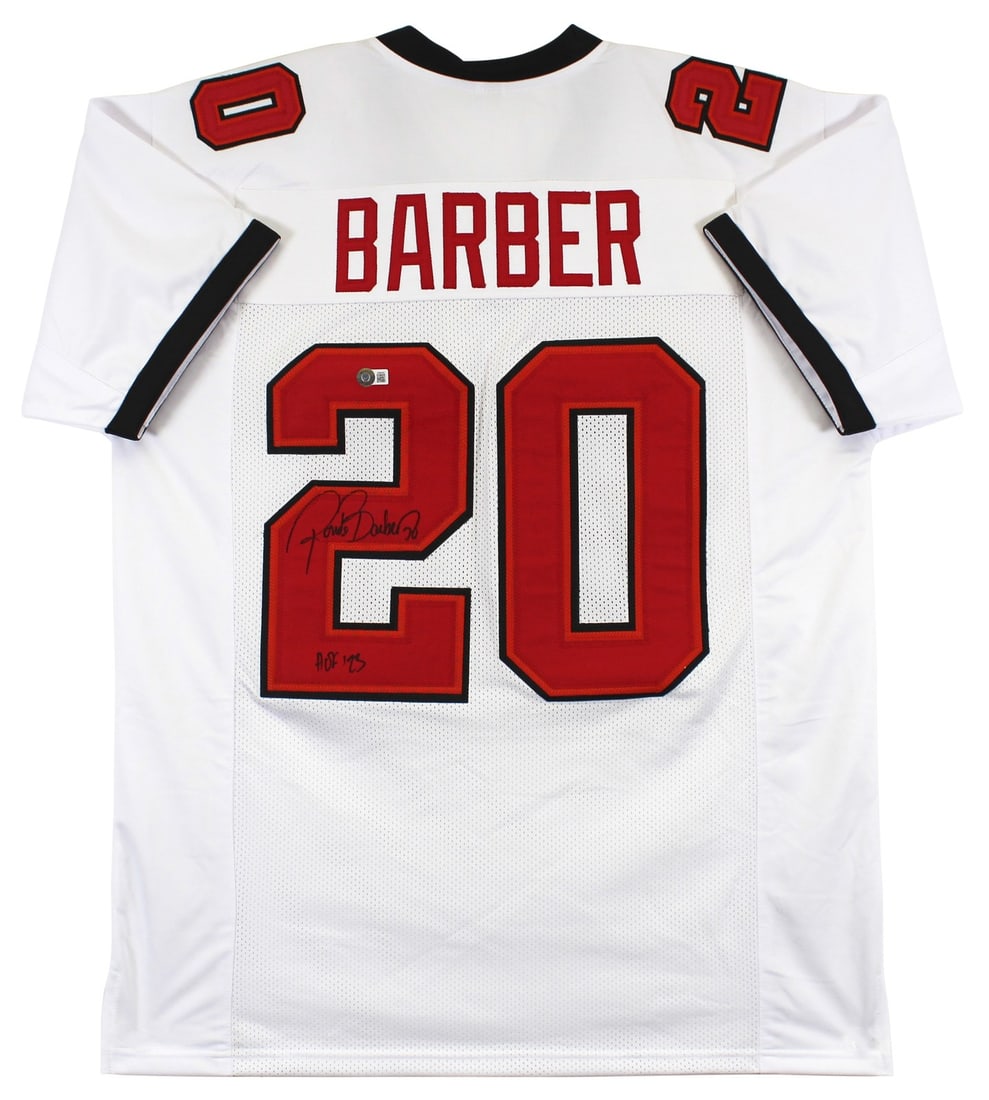 Ronde Barber Signed White Pro Style Jersey HOF 23 BAS Witnessed: Ronde Barber Signed White Pro Style Jersey HOF 23 BAS Witnessed This authentic white pro-style jersey is personally signed by Ronde Barber, the renowned player from the Tampa Bay Buccaneers. The jerse