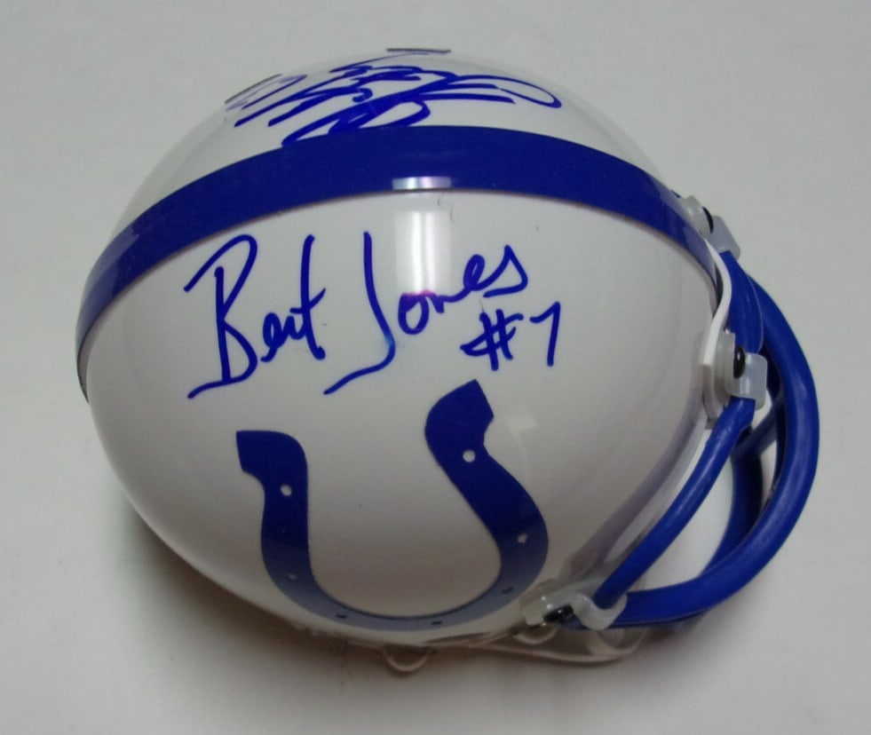 Bert Jones Jeff Saturday Signed Indianapolis Colts Mini Helmet (1 of 2)