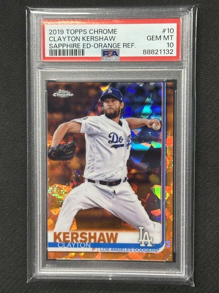 Clayton Kershaw 2019 Topps Chrome Orange Sapphire PSA 10 #10 Dodgers (1 of 2)