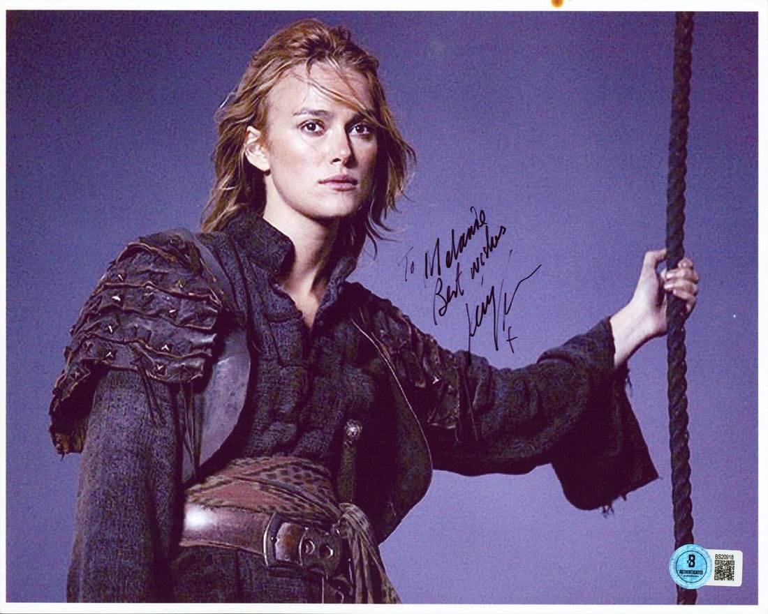Kiera Knightley Signed 8.5x11 Pirates of the Caribbean Photo BAS Authenticated: Kiera Knightley Signed 8.5x11 Pirates of the Caribbean Photo BAS Authenticated This stunning 8.5x11 horizontal photograph features Kiera Knightley, renowned for her role in "Pirates of the Caribbean."