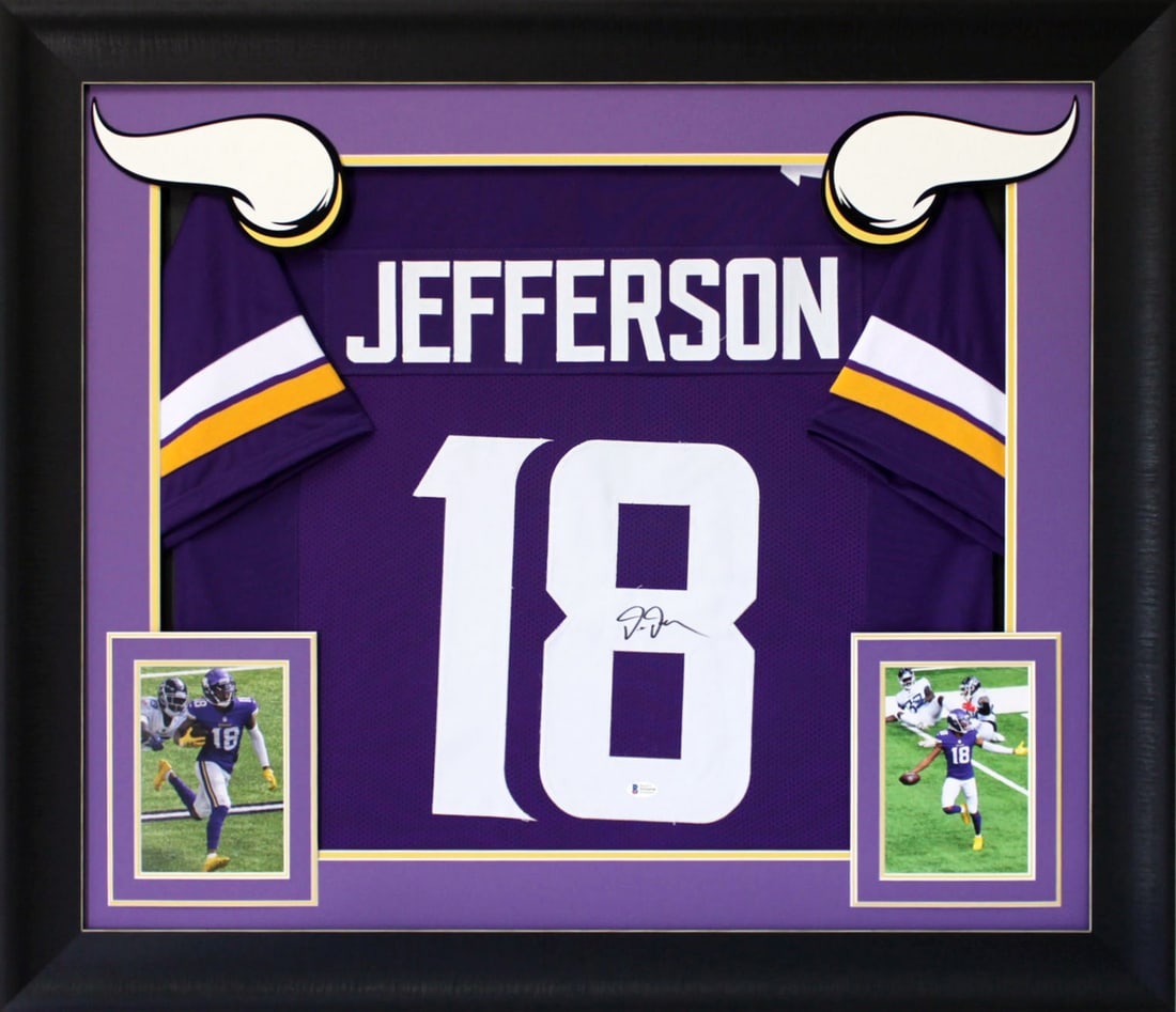 Justin Jefferson Signed Purple Pro Style Framed Jersey BAS Witnessed Minnesota Vikings (1 of 2)
