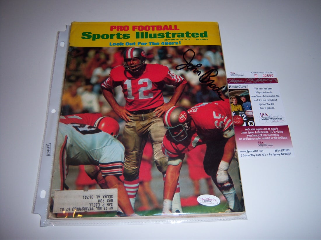 John Brodie Signed Sports Illustrated Magazine JSA Authenticated NFL Memorabilia (1 of 1)