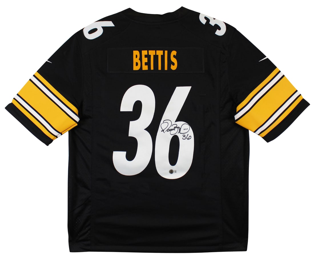 Jerome Bettis Autographed Black Nike Limited Jersey BAS Witnessed Steelers: Jerome Bettis Autographed Black Nike Limited Jersey BAS Witnessed Steelers This officially licensed Pittsburgh Steelers Black Nike Limited Jersey has been personally signed by the legendary Jerome Bet