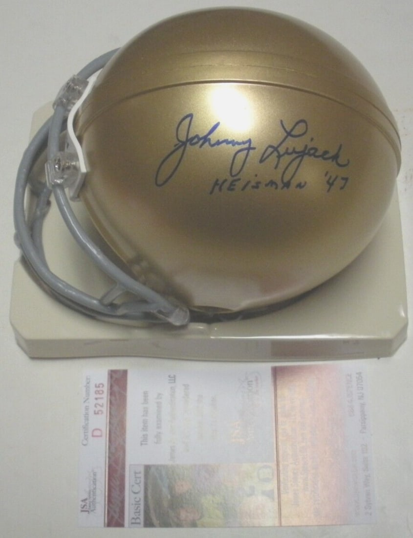 Johnny Lujack Signed Notre Dame Mini Helmet Heisman JSA COA (1 of 1)