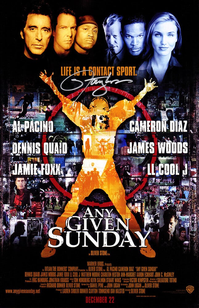Lawrence Taylor Signed Any Given Sunday 11x17 Poster with COA: Lawrence Taylor Signed Any Given Sunday 11x17 Poster with COA This original 11x17 movie poster from 'Any Given Sunday' features the autograph of Lawrence Taylor, renowned linebacker for the New York G