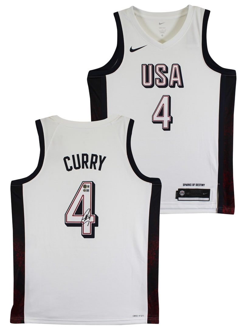 Stephen Curry Signed Team USA White Nike Jersey Beckett Authenticated: Stephen Curry Signed Team USA White Nike Jersey Beckett Authenticated This is an original Team USA White Nike Swingman Jersey personally signed by Stephen Curry of the Golden State Warriors. The autog