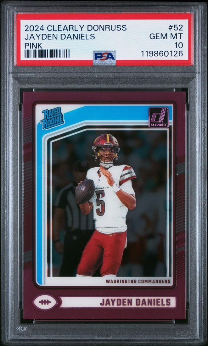 2024 Panini Clearly Donruss Jayden Daniels #52 RC PSA 10 Football Card (1 of 2)