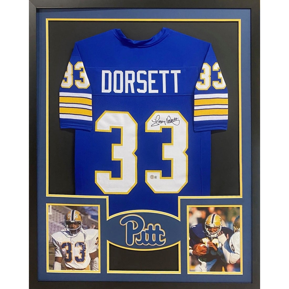 Tony Dorsett Autographed Framed Jersey Beckett Authenticated Pitt Panthers: Tony Dorsett Autographed Framed Jersey Beckett Authenticated Pitt Panthers This autographed Tony Dorsett framed jersey is a must-have for any Pitt Panthers fan. The jersey is authenticated by Beckett,