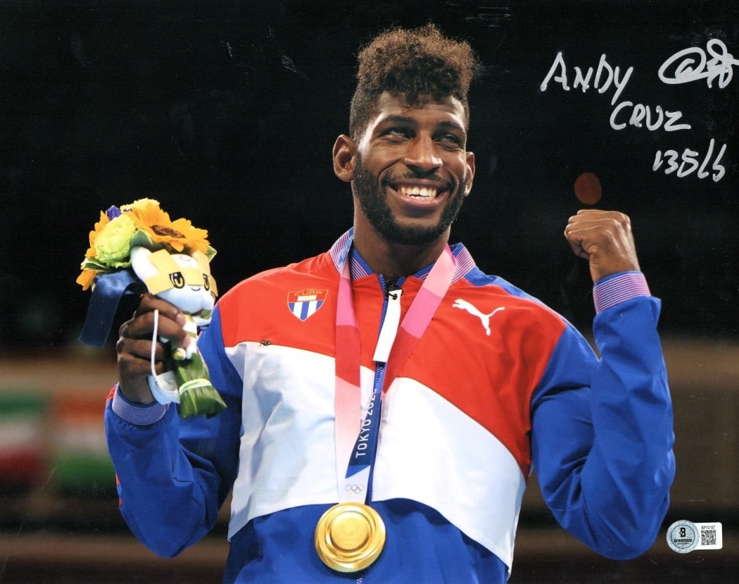 Andy Cruz Autographed 11x14 Gold Medal Boxing Photo Beckett Authenticated (1 of 2)