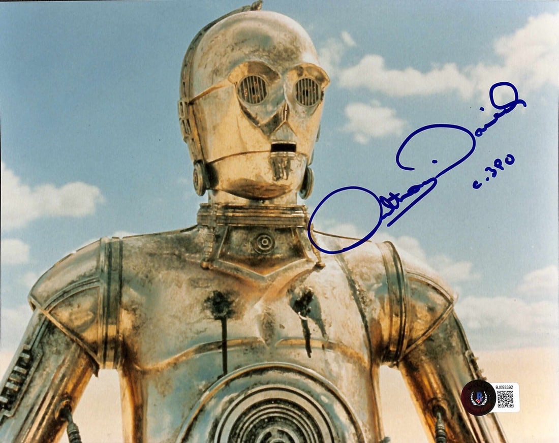 Anthony Daniels C-3PO Signed 8x10 Photo Beckett Authenticated: Anthony Daniels C-3PO Signed 8x10 Photo Beckett Authenticated This is an 8x10 photograph of Anthony Daniels, famously known for portraying C-3PO in the Star Wars franchise, signed in blue permanent ma