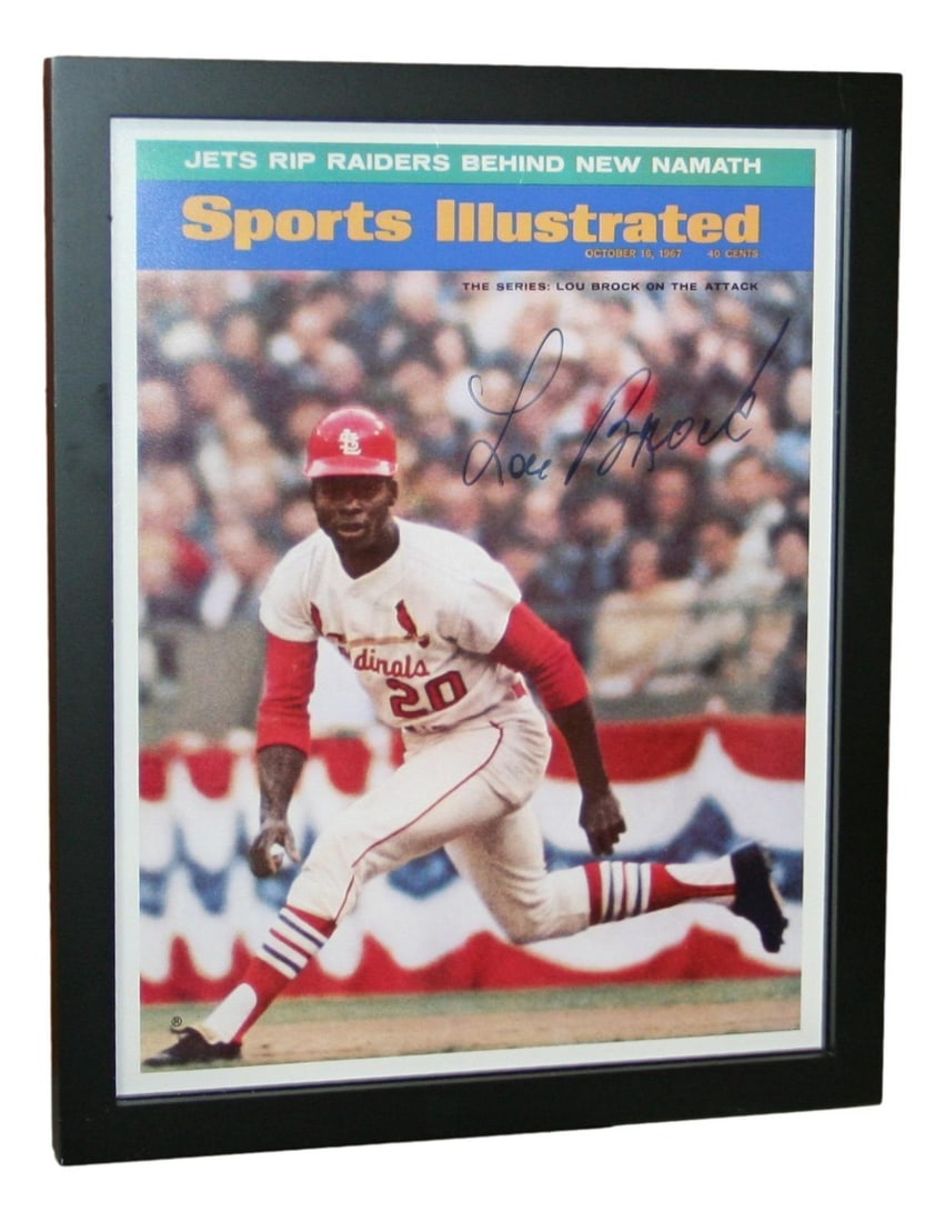 Lou Brock Signed Framed 11x14 Photo St. Louis Cardinals JSA Authenticated (1 of 4)