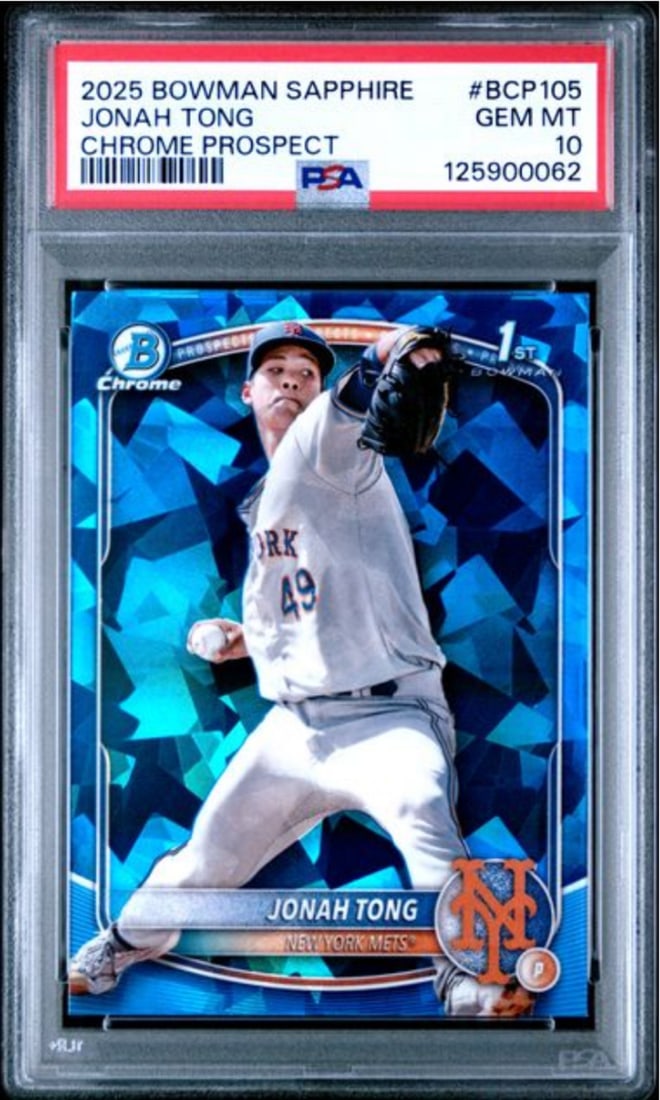 Jonah Tong 2025 Bowman Sapphire Chrome Rookie PSA 10 Graded MLB Card (1 of 2)