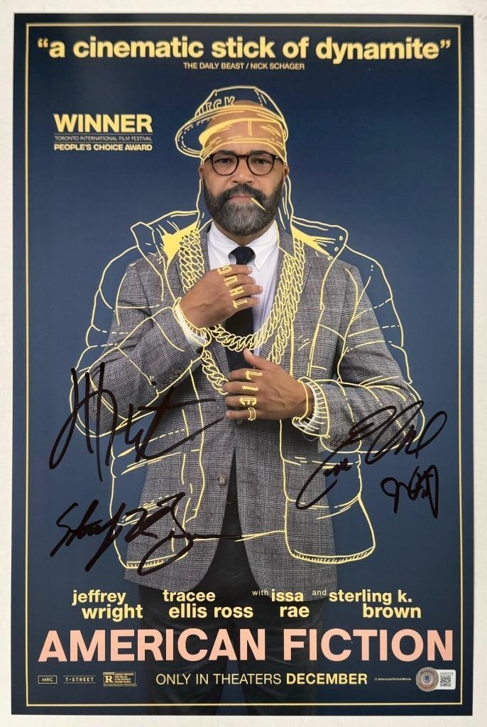 12x18 American Fiction Signed Photo Poster with Wright Brown Ortiz Alexander Beckett: 12x18 American Fiction Signed Photo Poster with Wright Brown Ortiz Alexander Beckett This original 12x18 inch photograph poster from "American Fiction" features signatures from the cast. The autograph
