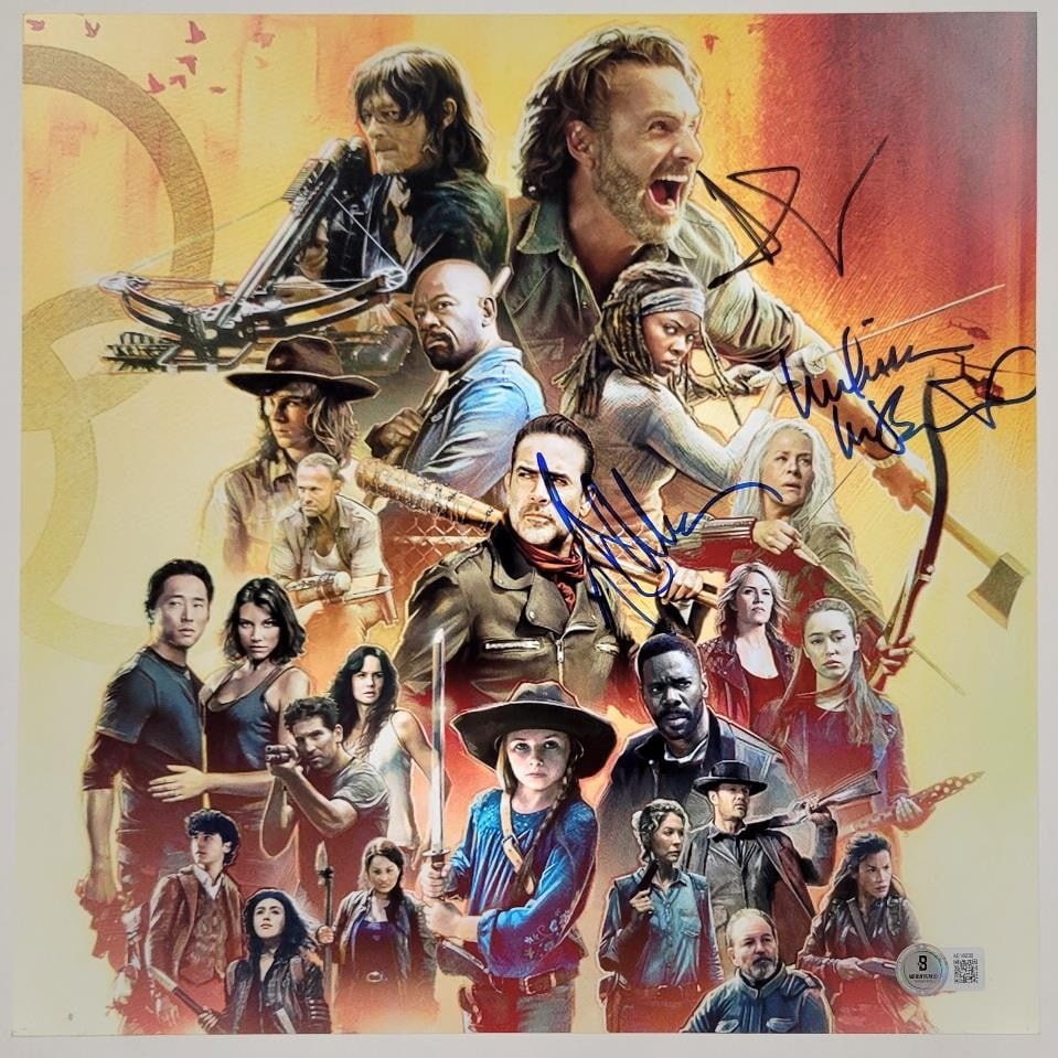 12x12 The Walking Dead cast trio signed photo Beckett authenticated (1 of 5)