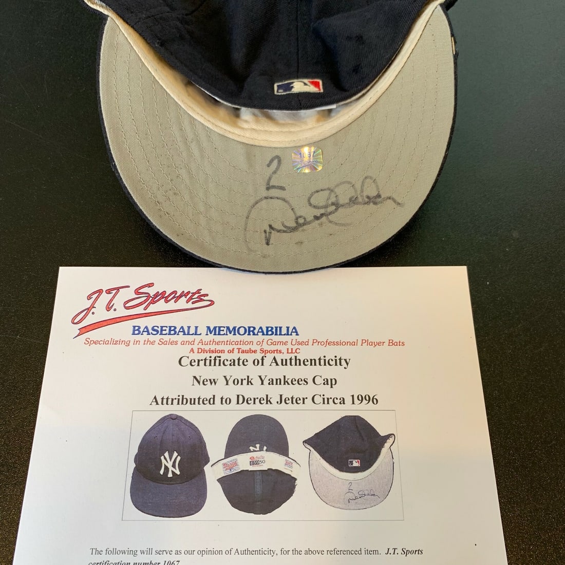 Derek Jeter 1996 Rookie Signed Game Used Yankees Hat PSA Beckett COA (1 of 7)