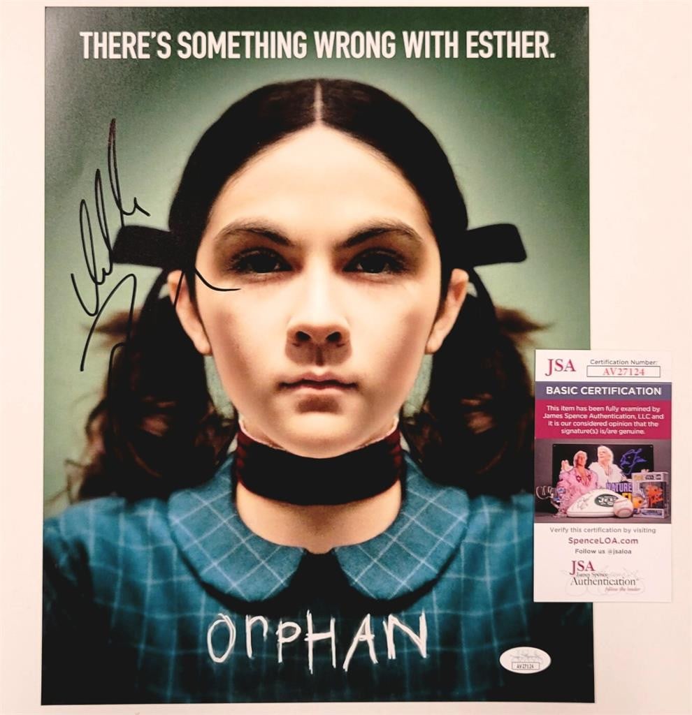 Isabelle Fuhrman Signed Orphan 11x14 Photo with JSA COA: Isabelle Fuhrman Signed Orphan 11x14 Photo with JSA COA This is a signed 11x14 photograph featuring Isabelle Fuhrman from the movie "Orphan." The photograph is an original piece, authenticated by Jame