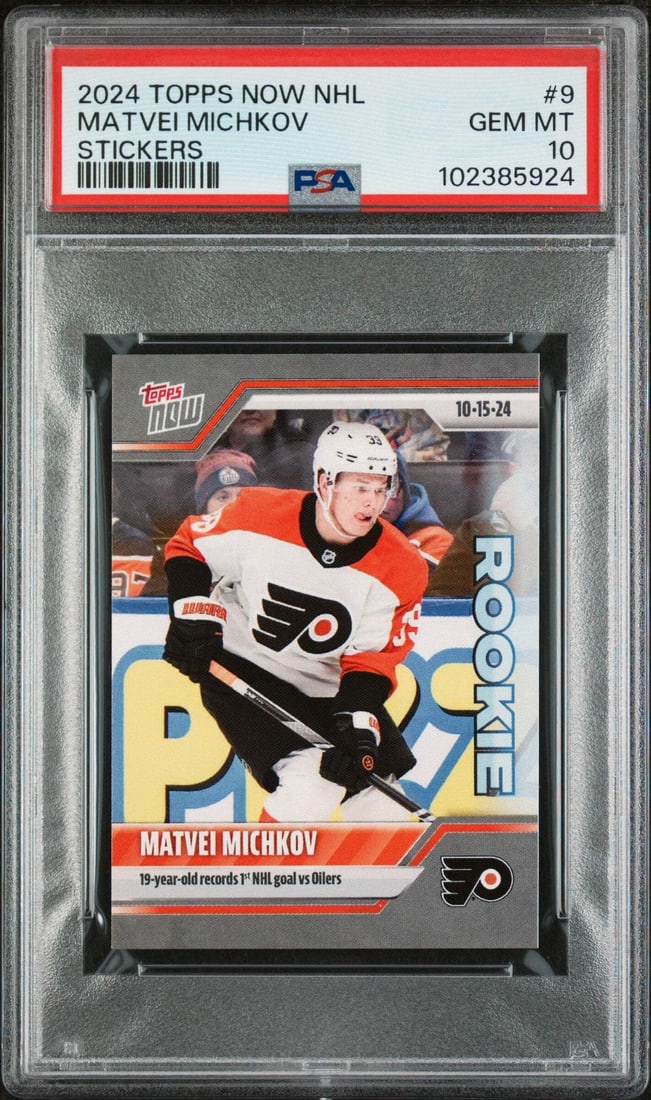 2024 Topps Now Matvei Michkov #9 Rookie Hockey Card PSA 10 (1 of 2)