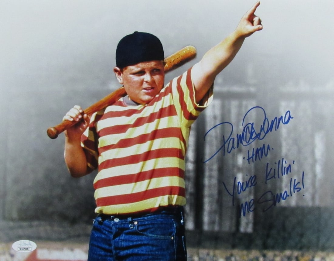 Patrick Renna Signed 11x14 Photo The Sandlot JSA Authenticated: Patrick Renna Signed 11x14 Photo The Sandlot JSA Authenticated This is an original 11x14 photo from the classic film "The Sandlot," autographed and inscribed by Patrick Renna, famously known for his r