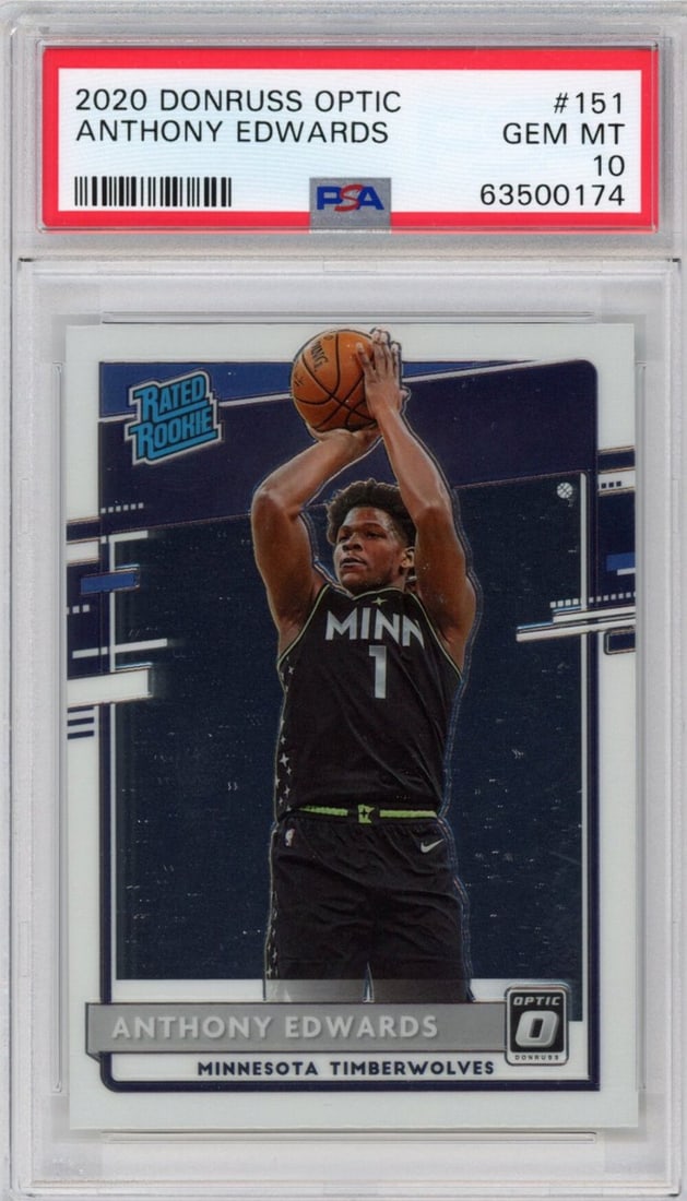 2020-21 Panini Donruss Optic Anthony Edwards Rookie Card PSA 10 NBA (1 of 2)