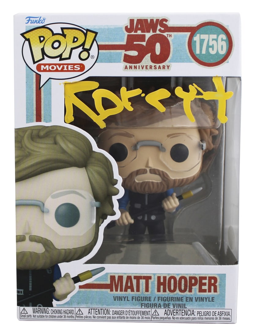 Autographed Matt Hooper #1756 Jaws Funko Pop Figure JSA Certified by Richard Dreyfuss: Autographed Matt Hooper #1756 Jaws Funko Pop Figure JSA Certified by Richard Dreyfuss This Matt Hooper #1756 Funko Pop Vinyl Figure from Jaws is personally signed by Richard Dreyfuss. The autograph is