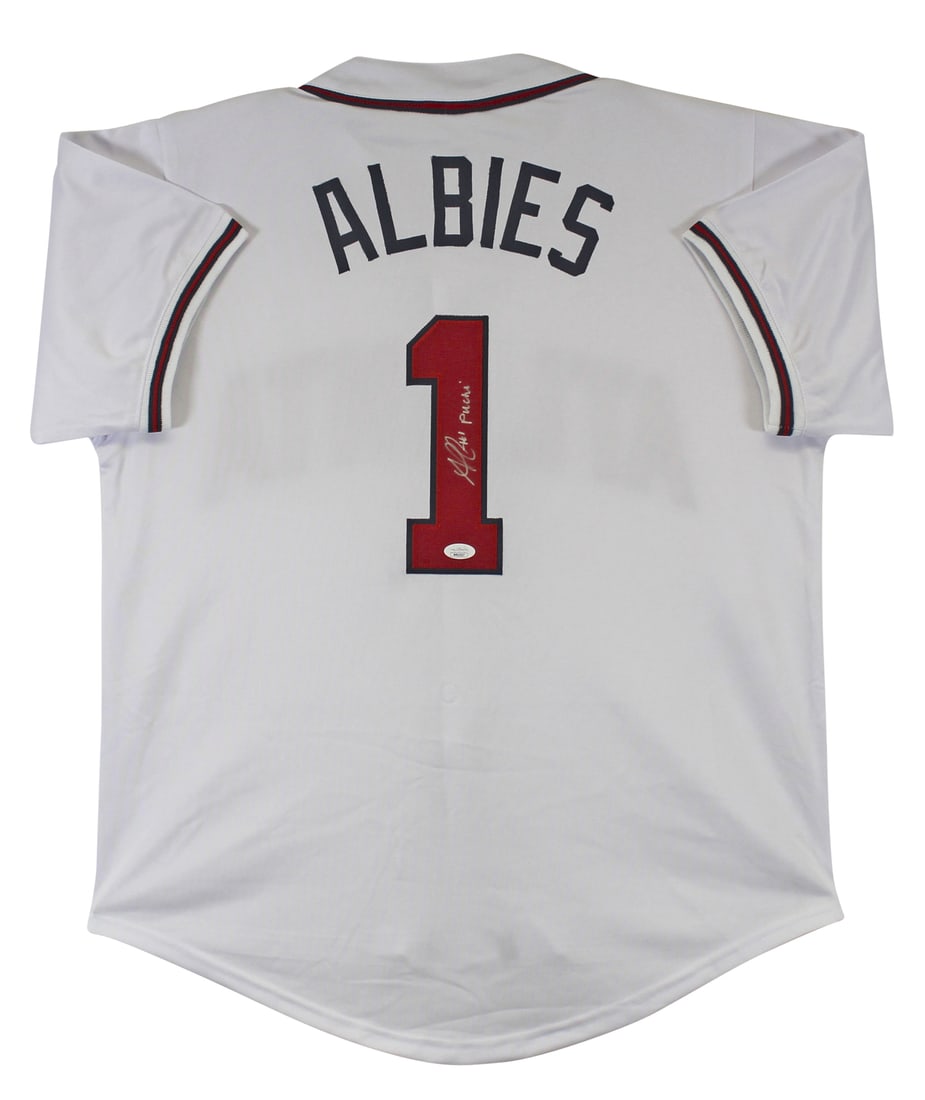 Ozzie Albies Signed White Jersey with Puchi Inscription JSA Certified (1 of 3)