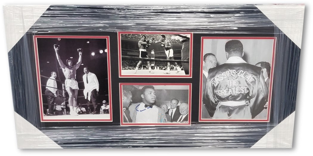 Cassius Clay Hand Signed Photo Display with 3 Unsigned 8x10s JSA Authenticated (1 of 5)