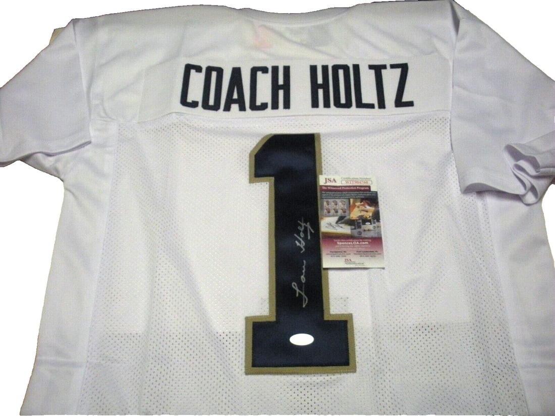 Notre Dame Fighting Irish Lou Holtz Signed Jersey With JSA COA (1 of 3)