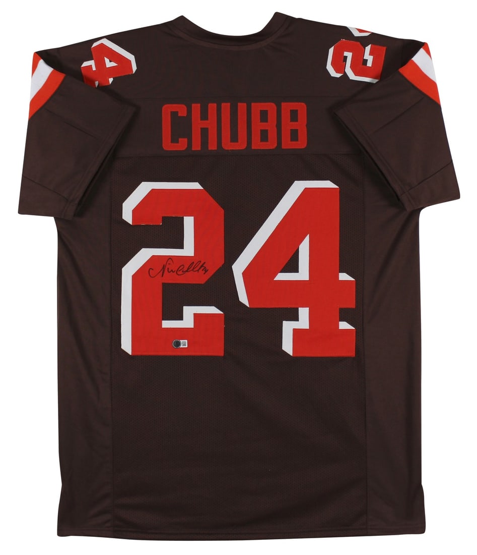 Nick Chubb Signed Cleveland Browns Brown Color Rush Jersey BAS Witnessed (1 of 3)
