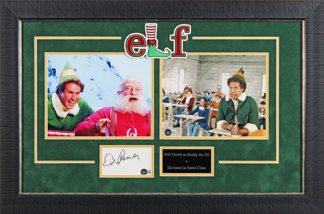 Will Ferrell Ed Asner Elf Signed Framed Display Beckett Authenticated (1 of 3)